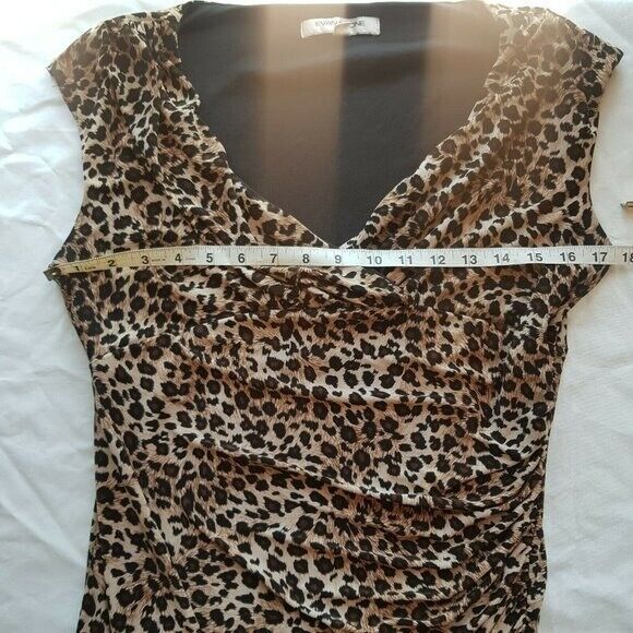 Evan Picone Dress Size 10 Leopard Print Animal Sleeveless Brown Black Mob Wife - Picture 8 of 12